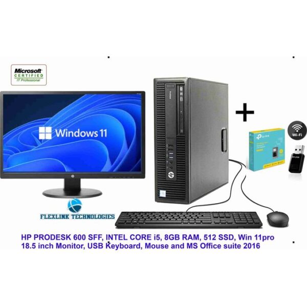 Hp Prodesk 600 Sff Workstation Core I5 8GB RAM 512 SSD - Win11 Pro & Office 2016 Preloaded